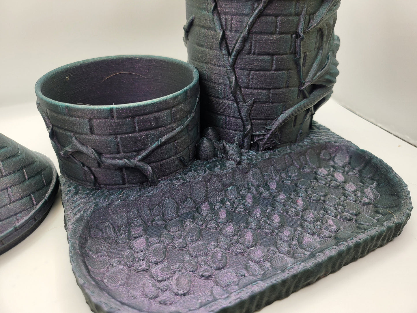Dragon Castle Desk Organizer with Small Container, Tray and Pencil Holder 3D Print