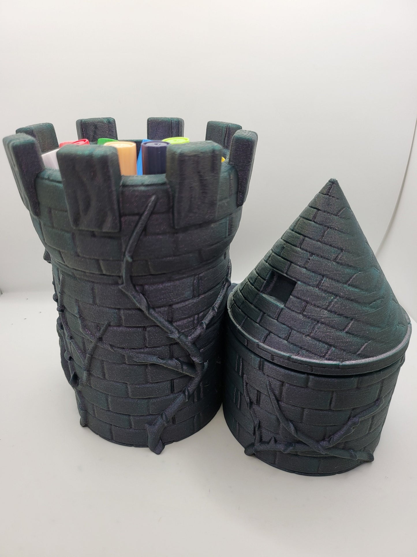 Dragon Castle Desk Organizer with Small Container, Tray and Pencil Holder 3D Print
