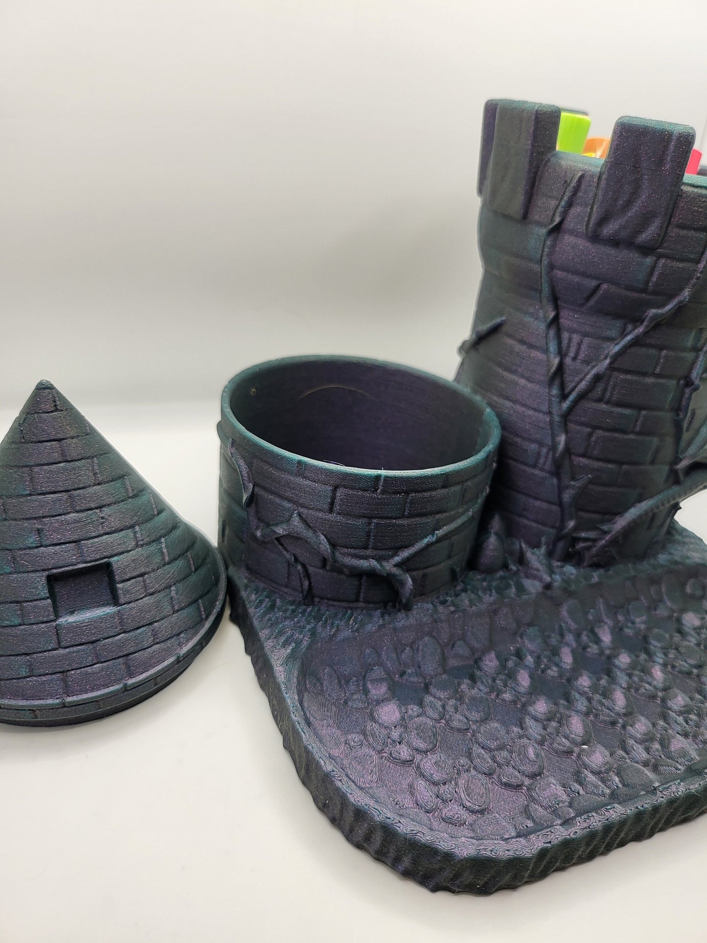Dragon Castle Desk Organizer with Small Container, Tray and Pencil Holder 3D Print