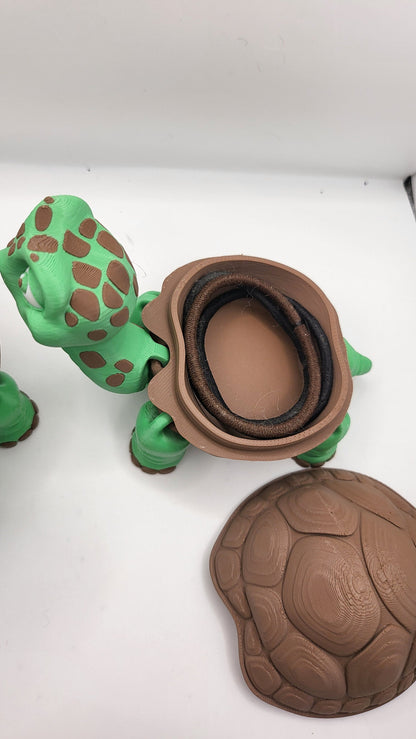 Flexi Articulated Tortoise with Small Shell Stash 3D Print