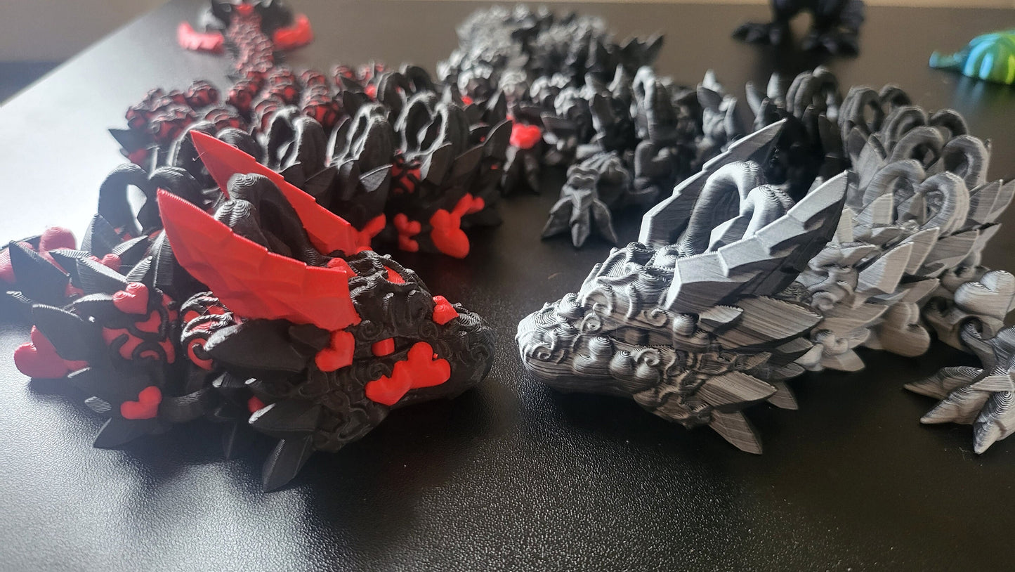 Heart Dragon "Light" or "Dark" Version | Available in Single Color or Dual Color | 3D Print
