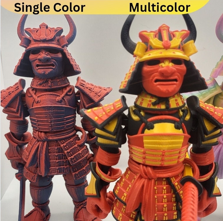 Samurai Articulated 3D Print Available in Single Color or Multicolor