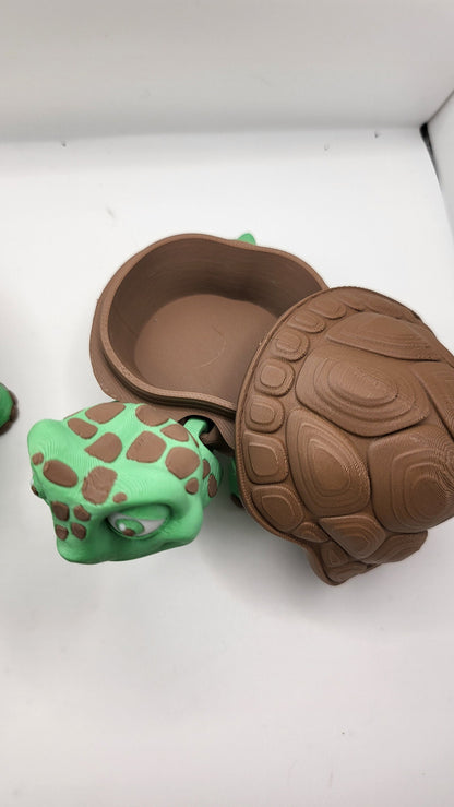 Flexi Articulated Tortoise with Small Shell Stash 3D Print