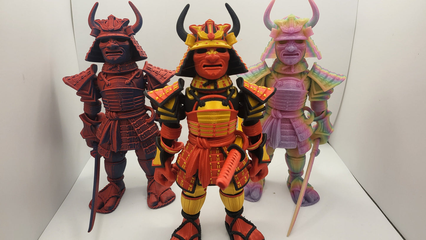 Samurai Articulated 3D Print Available in Single Color or Multicolor
