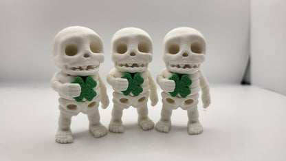 Lucky Tiny Articulated Skeleton with a Four Leaf Clover 3D Print