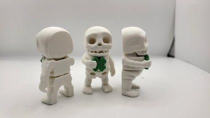 Lucky Tiny Articulated Skeleton with a Four Leaf Clover 3D Print