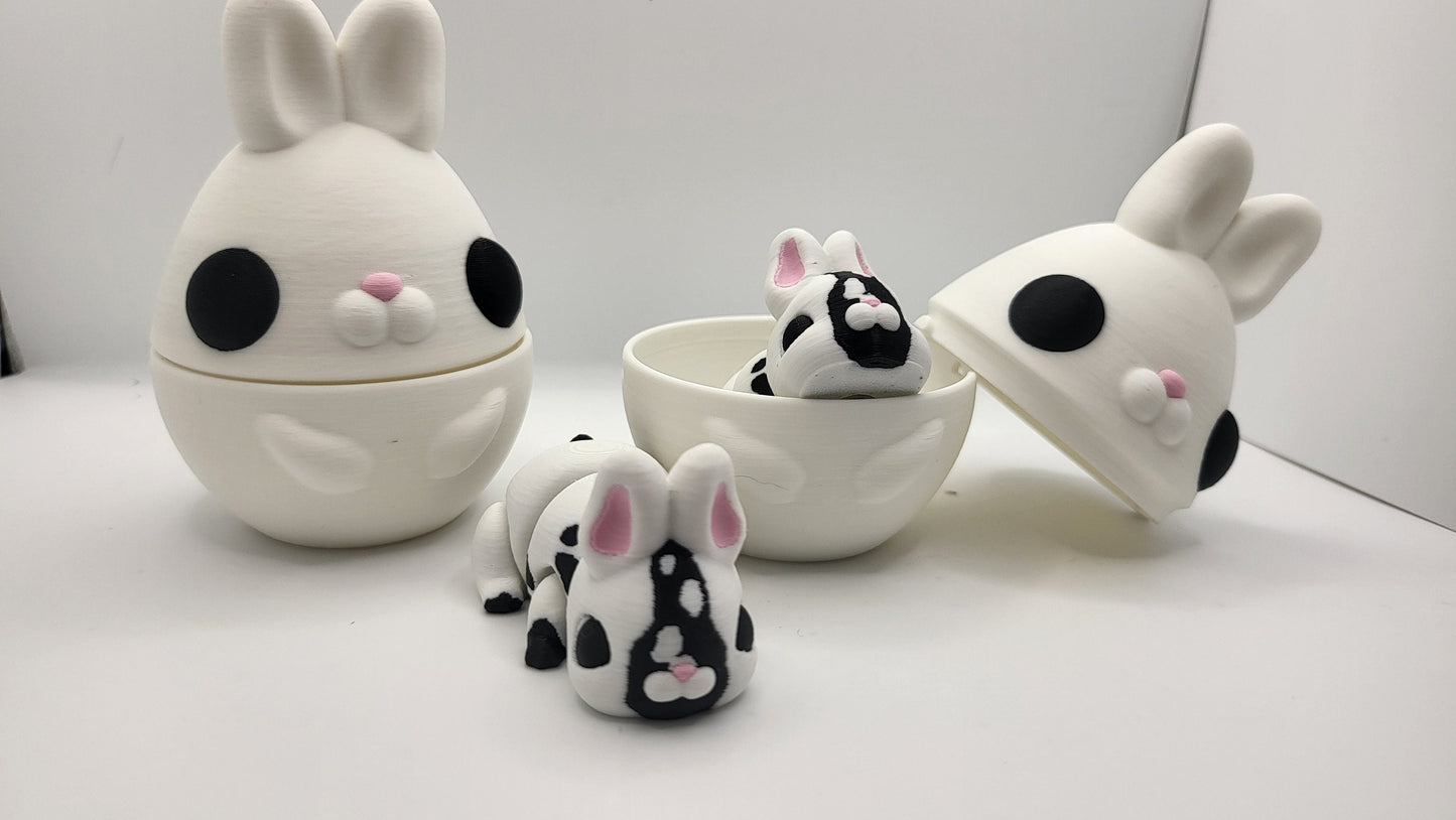Tiny Cute Articulated Bunny - with Optional Bunny Shaped Easter Egg | 3D Print