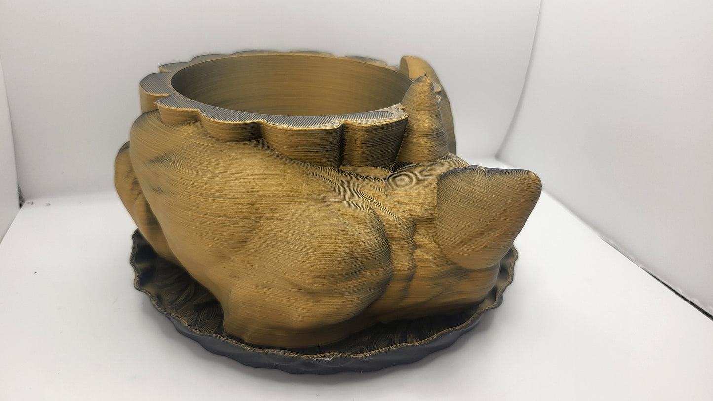 Sleepy Fox Indoor Planter with Tray 3D Print