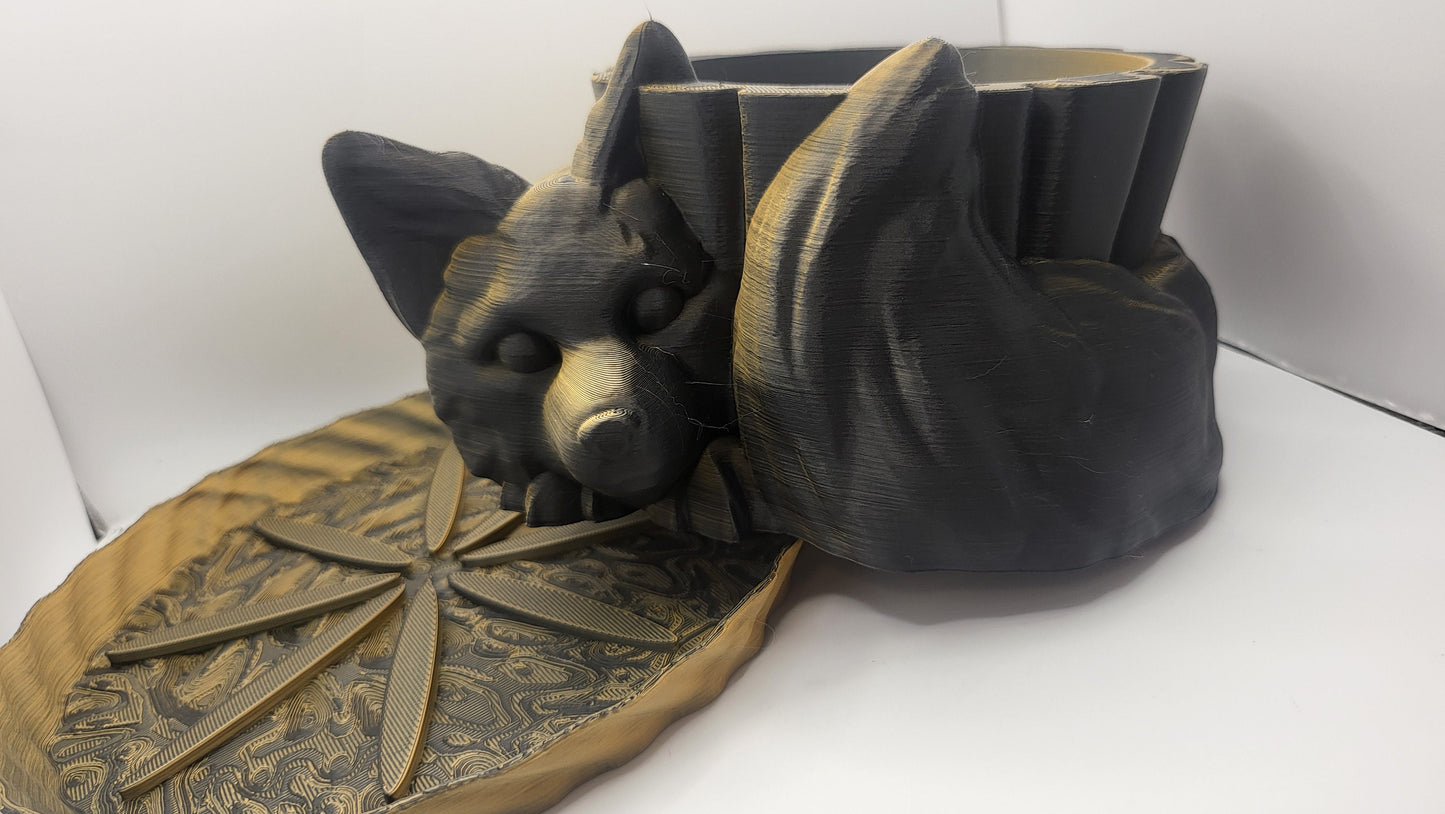 Sleepy Fox Indoor Planter with Tray 3D Print
