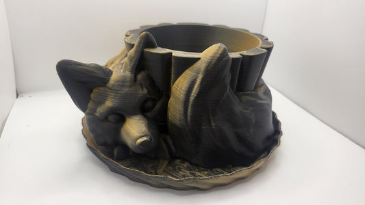 Sleepy Fox Indoor Planter with Tray 3D Print