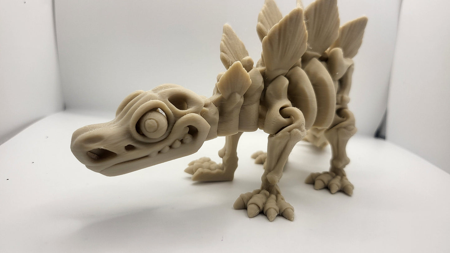 3D Printed Flexi Skeleton Stegosaurus Dinosaur with Optional Stand