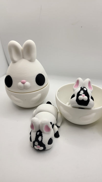 Tiny Cute Articulated Bunny - with Optional Bunny Shaped Easter Egg | 3D Print