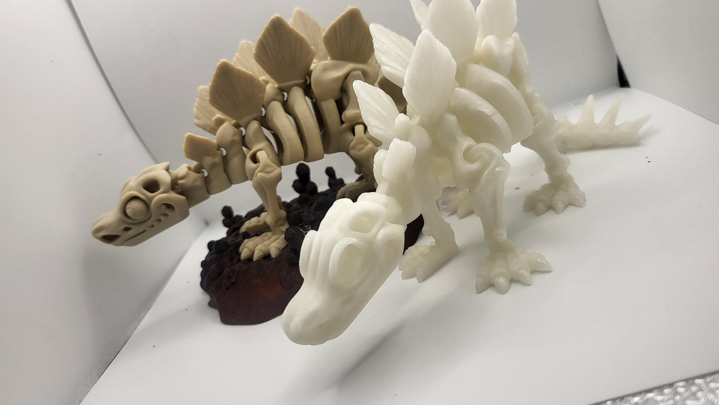 3D Printed Flexi Skeleton Stegosaurus Dinosaur with Optional Stand