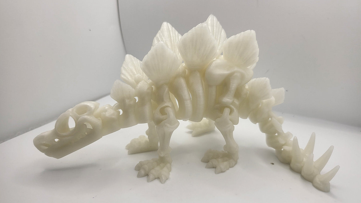 3D Printed Flexi Skeleton Stegosaurus Dinosaur with Optional Stand