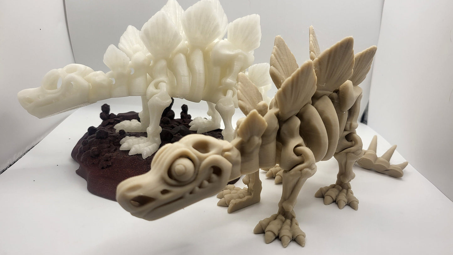 3D Printed Flexi Skeleton Stegosaurus Dinosaur with Optional Stand