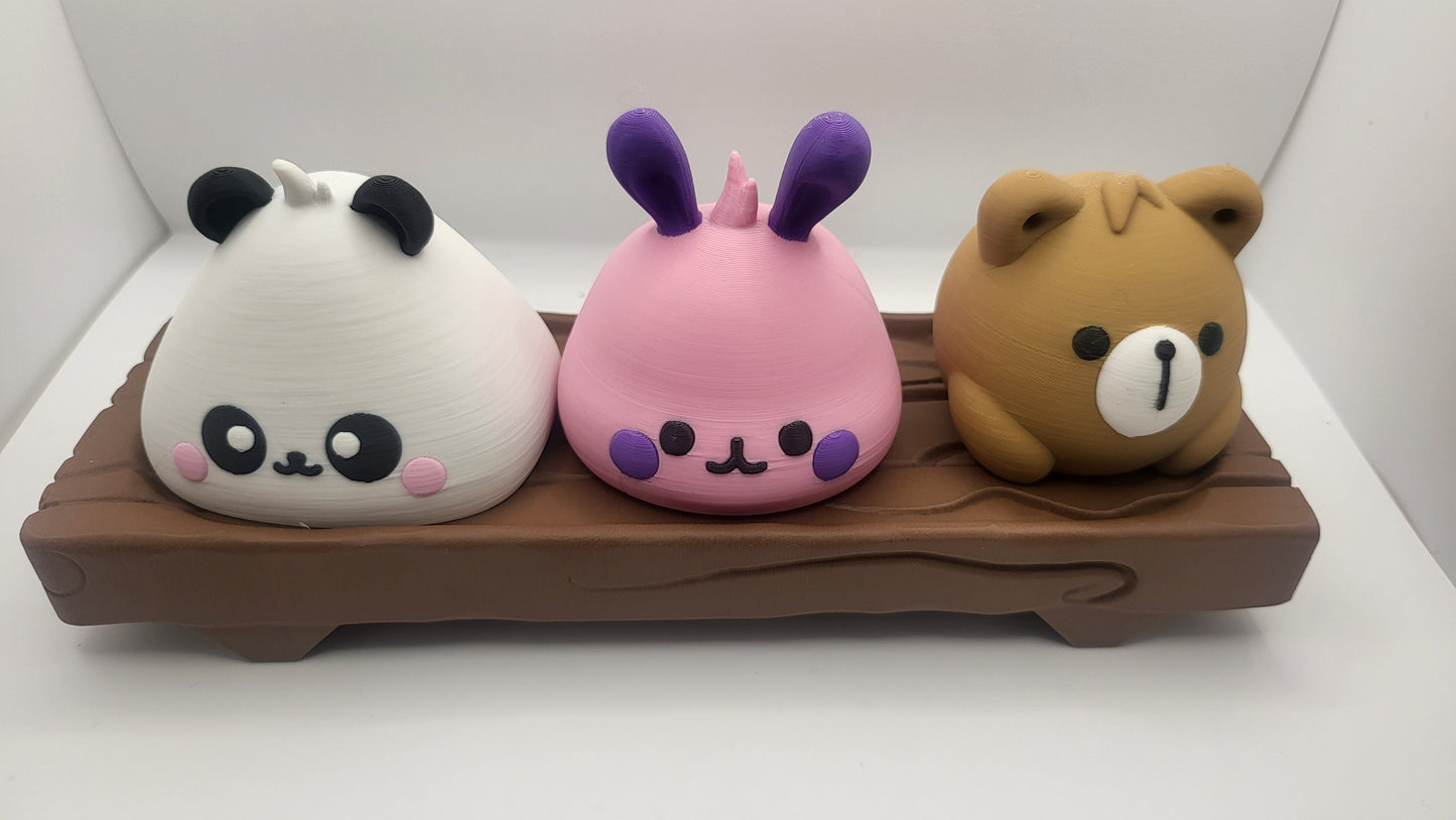 Kawaii Cute Animal Bao including Bear, Panda, or Bunny with Optional Tray | 3D Print