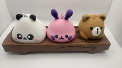 Kawaii Cute Animal Bao including Bear, Panda, or Bunny with Optional Tray | 3D Print