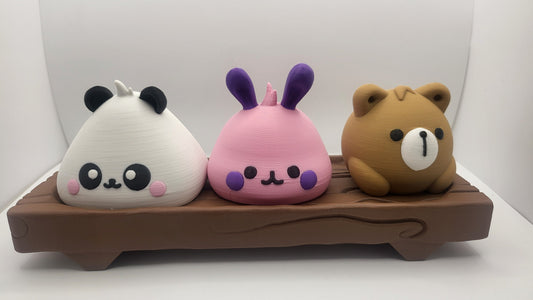 Kawaii Cute Animal Bao including Bear, Panda, or Bunny with Optional Tray | 3D Print