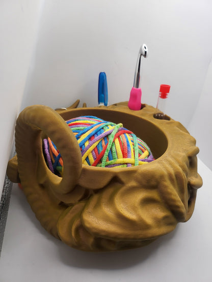 Dragon Yarn Bowl Style 2 (Full Rounded Body) With Holes for Crochet Hook/Accessories | 3D Print