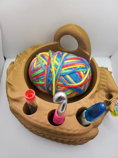 Dragon Yarn Bowl Style 2 (Full Rounded Body) With Holes for Crochet Hook/Accessories | 3D Print