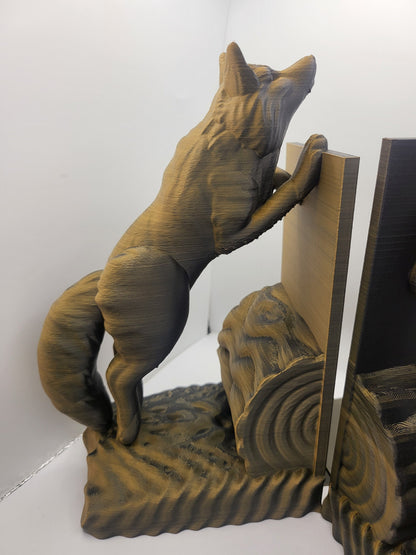 Jumping Fox Bookends (with Lip) | 3D Print
