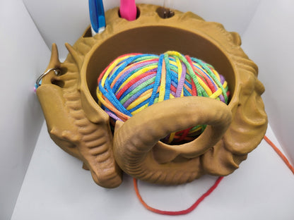 Dragon Yarn Bowl Style 2 (Full Rounded Body) With Holes for Crochet Hook/Accessories | 3D Print