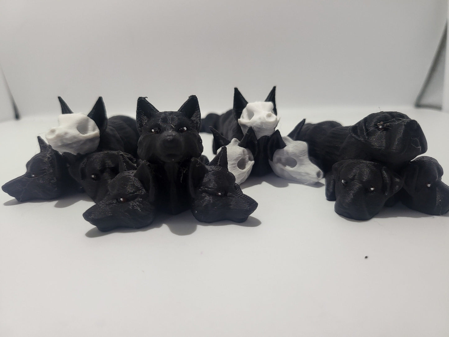 Mini Cerberus Articulated Flexi - four styles Wolf, Skull, Mastiff/Rottie/ or Mixed Heads | 3D Print