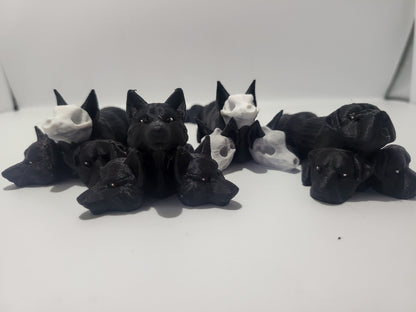 Mini Cerberus Articulated Flexi - four styles Wolf, Skull, Mastiff/Rottie/ or Mixed Heads | 3D Print
