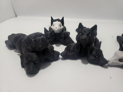 Mini Cerberus Articulated Flexi - four styles Wolf, Skull, Mastiff/Rottie/ or Mixed Heads | 3D Print