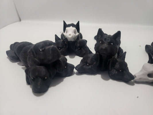 Mini Cerberus Articulated Flexi - four styles Wolf, Skull, Mastiff/Rottie/ or Mixed Heads | 3D Print