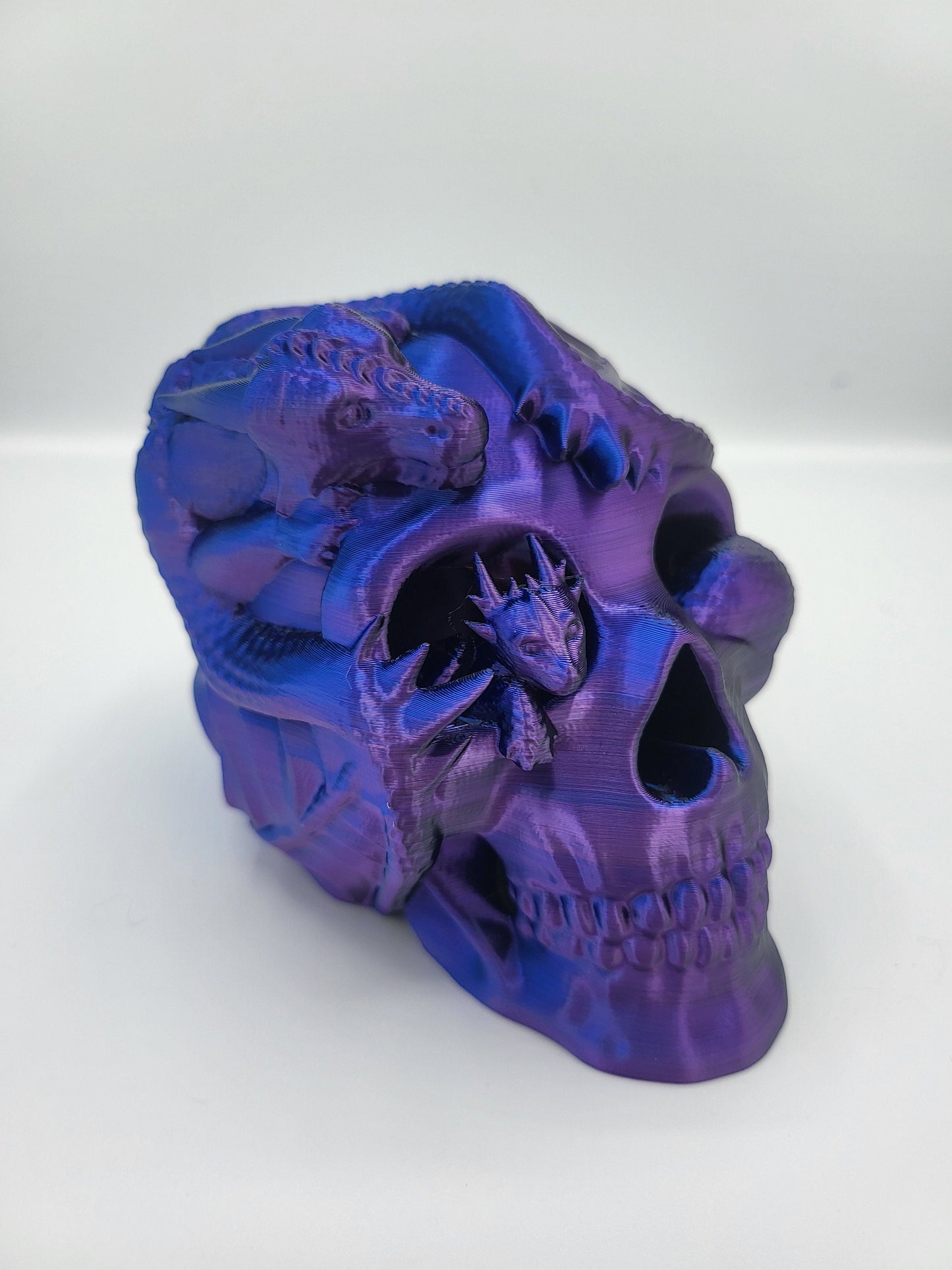 Dragon Wrapped Skull LED Tea Light Candle Display | 3D Print