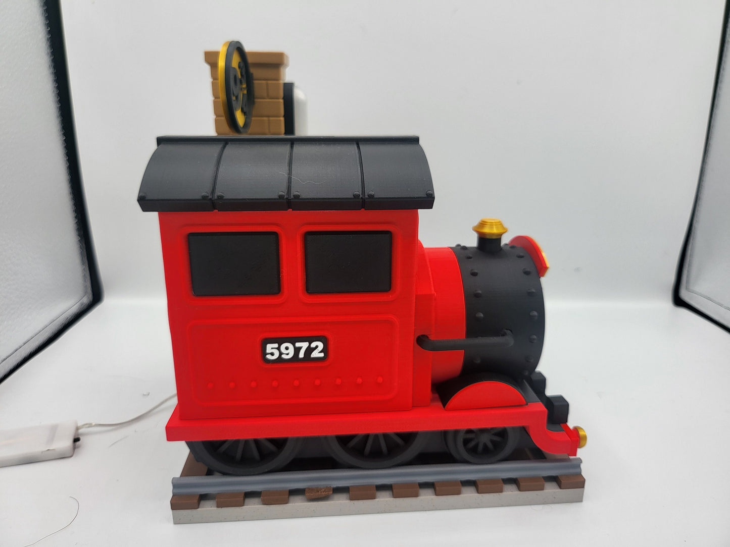 Chibi Fantasy Train Platform with Train Money Bank and Small Lit Column | 3D Print
