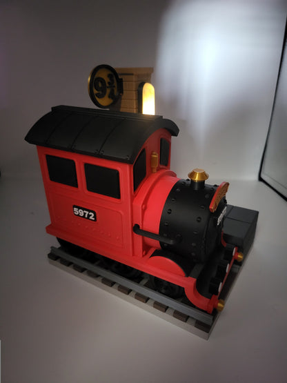 Chibi Fantasy Train Platform with Train Money Bank and Small Lit Column | 3D Print