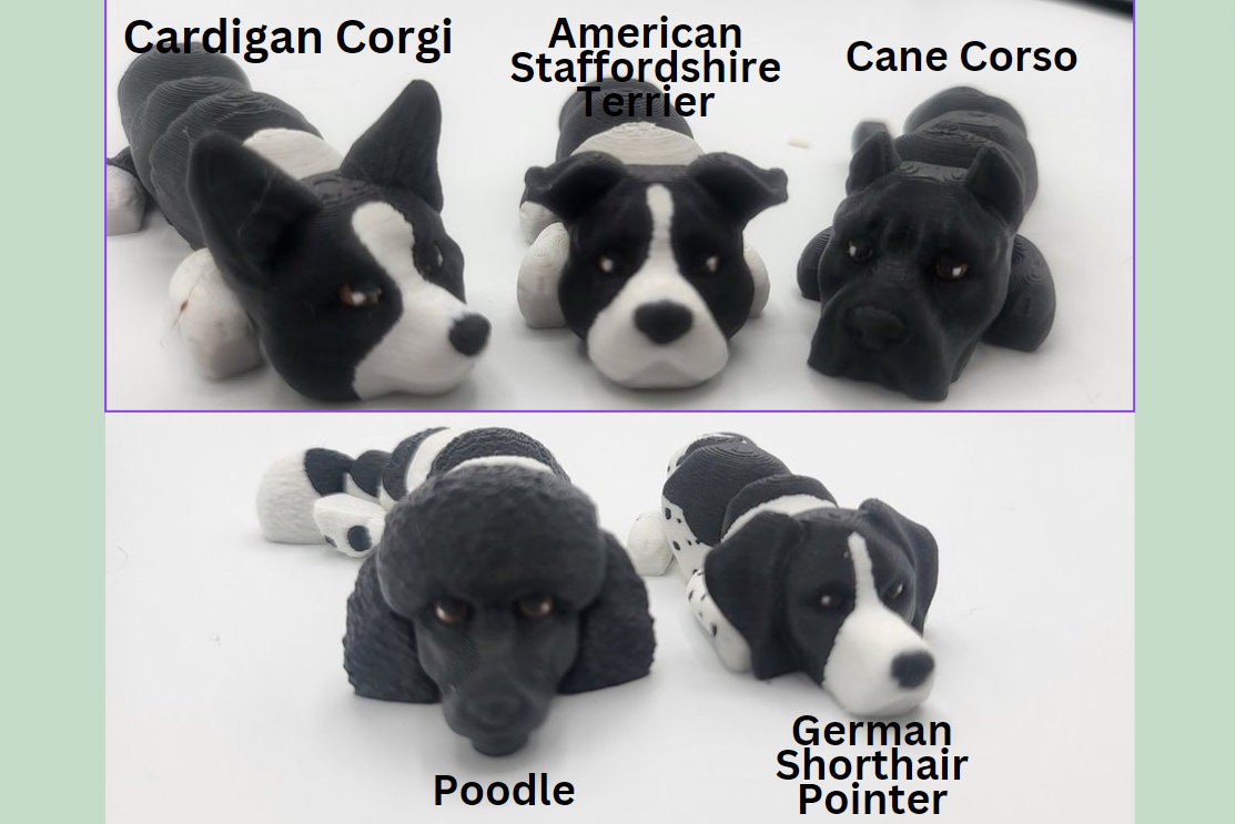 Flexi Dog or Cat with Optional House Doghouse | Over 80 Breeds Available and Custom Color Customization | 3D Print