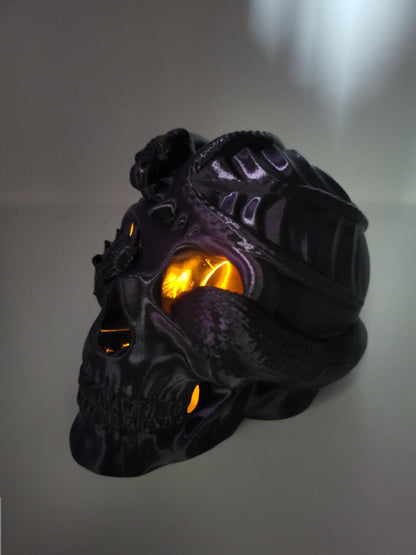 Dragon Wrapped Skull LED Tea Light Candle Display | 3D Print