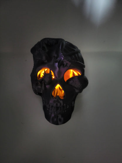 Dragon Wrapped Skull LED Tea Light Candle Display | 3D Print