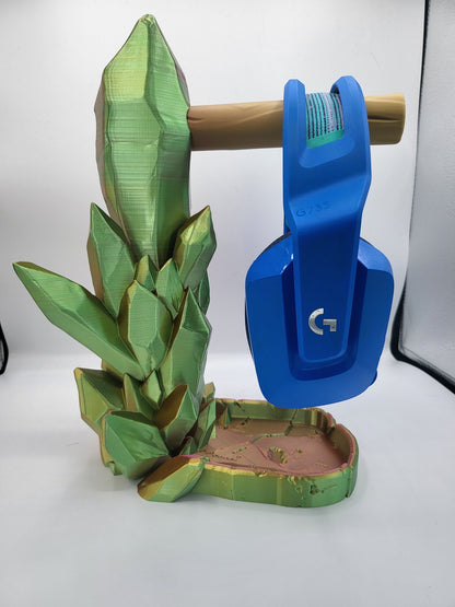 Crystal Headphone Stand and Trinket Tray Compatible with Two Sets of Headphones | 3D Print