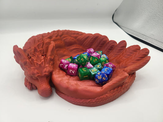 Large Curled Feathered Dragon Trinket/Storage/Jewelry Tray | 3D Print