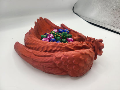 Large Curled Feathered Dragon Trinket/Storage/Jewelry Tray | 3D Print