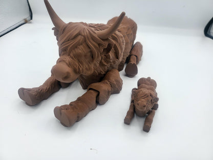 Highland Cow Articulated Flexi Regular or Baby (or adorable pair) | 3D Print