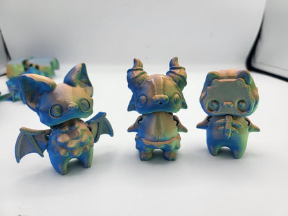 Spooky Halloween Themed Pixies - Skelly, Beasty and Cute Bat Articulated 3D Print