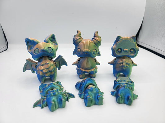 Spooky Halloween Themed Pixies - Skelly, Beasty and Cute Bat Articulated 3D Print