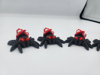 Tiny Cute Articulated Mushroom Spiders 3D Print