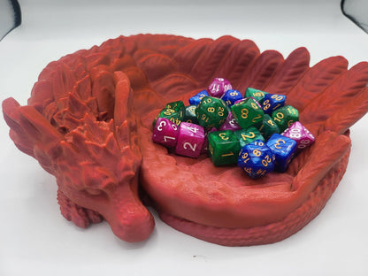 Large Curled Feathered Dragon Trinket/Storage/Jewelry Tray | 3D Print