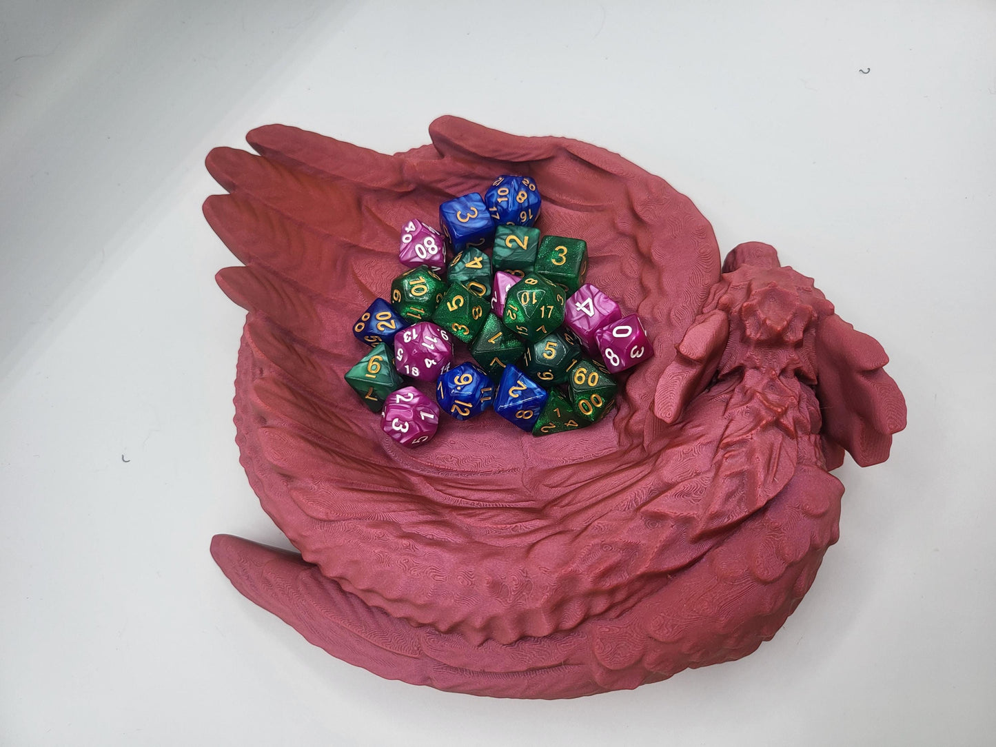 Large Curled Feathered Dragon Trinket/Storage/Jewelry Tray | 3D Print
