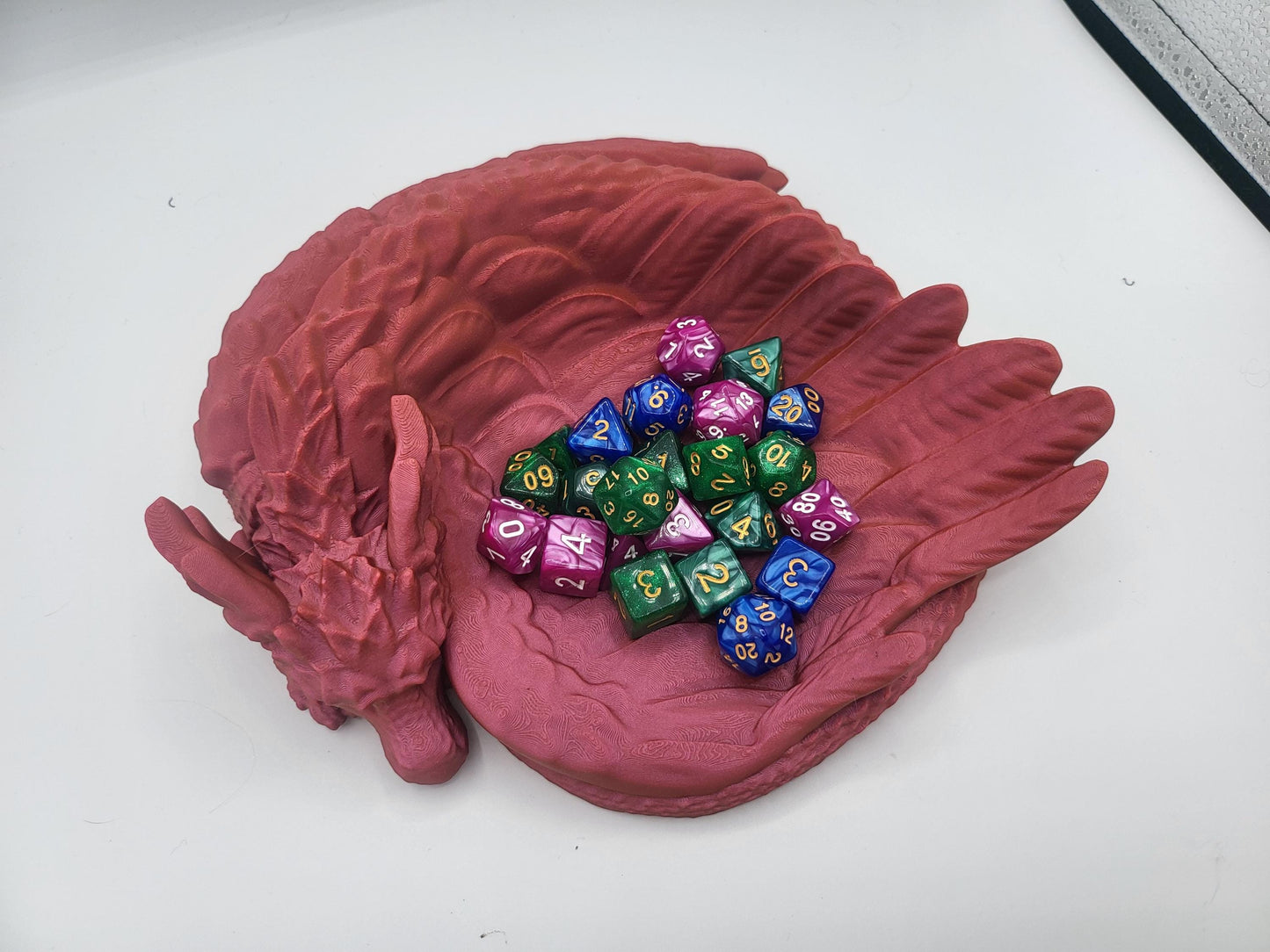 Large Curled Feathered Dragon Trinket/Storage/Jewelry Tray | 3D Print