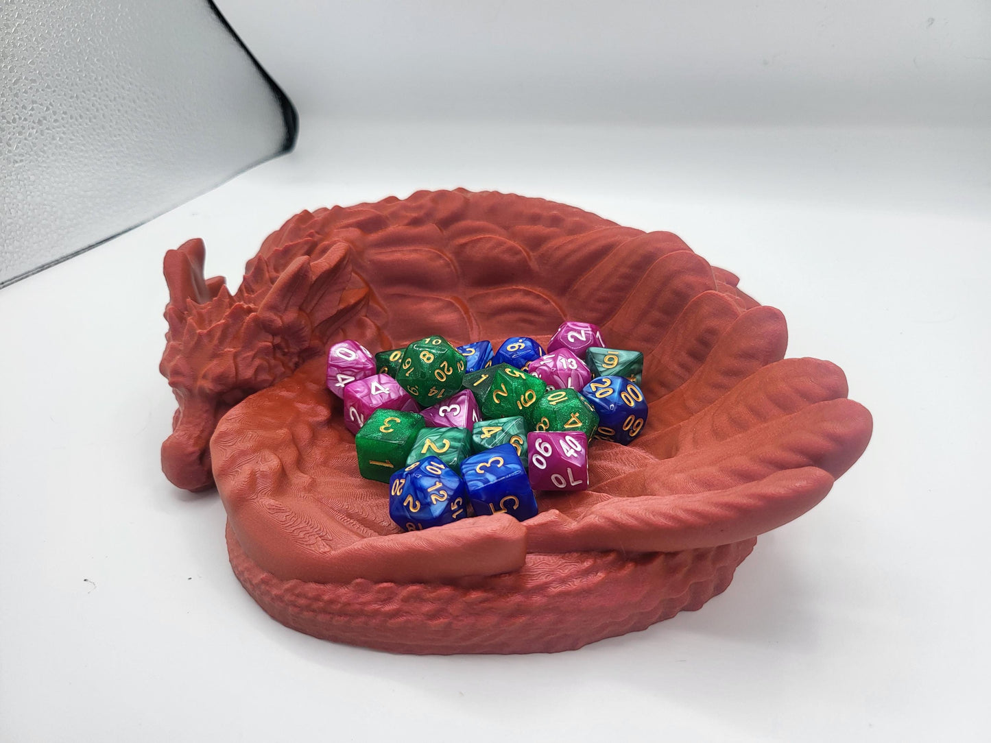 Large Curled Feathered Dragon Trinket/Storage/Jewelry Tray | 3D Print