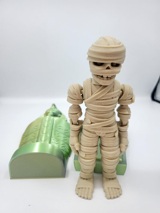 Spooky Halloween Mummy with Optional Sarcophagus Articulated 3D Print
