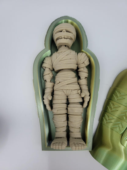 Spooky Halloween Mummy with Optional Sarcophagus Articulated 3D Print