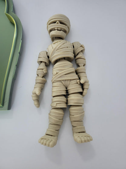 Spooky Halloween Mummy with Optional Sarcophagus Articulated 3D Print